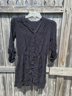 Have & Have Black Button-Front Women's Dress - Casual V-Neck
